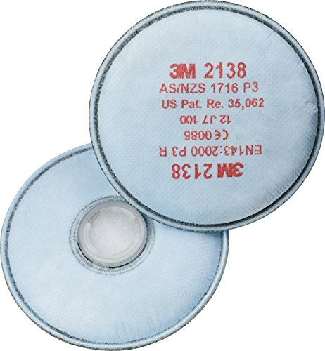 3M Partikelfilter 2138, P3R Partikelfilter mit Aktivkohle, 2 Stück / 10 Paar, Blau