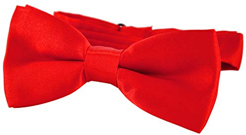 DonDon Nœud papillon avec crochet Pour enfants Garçon lié et réglable 9 x 4,5 cm rouge brillant effet soie