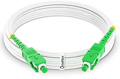 Octofibre - Cable Fibra Óptica Router - 3 Metros - Reforzado con Blindaje de Kevlar - SC APC a SC APC - 10 Años de Garantía