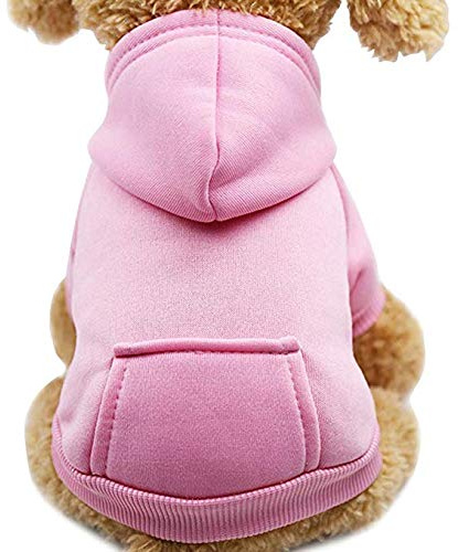 Idepet Felpa con Cappuccio per Cane Animale Domestico Autunno Inverno Cappotto Caldo Vestiti per Cani in Cotone Tinta Unita con Tasca Tuta da Cane Pullover Outdoor per Cani di Piccola Taglia