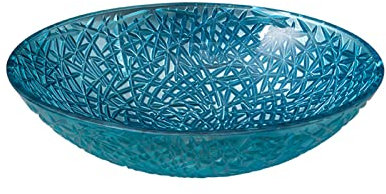 LHJK Oval Shaped Artistic Tempered Glass Vessel Sink Basin Washing Bowl, Bathroom Countertop Sink, Washroom Wash Basin,Blue