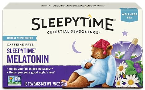 Celestial Seasonings Sleepytime Tea Plus Melatonin, Caffeine Free, Celestial Seasonings Herbal Tea, 18 Bag Box