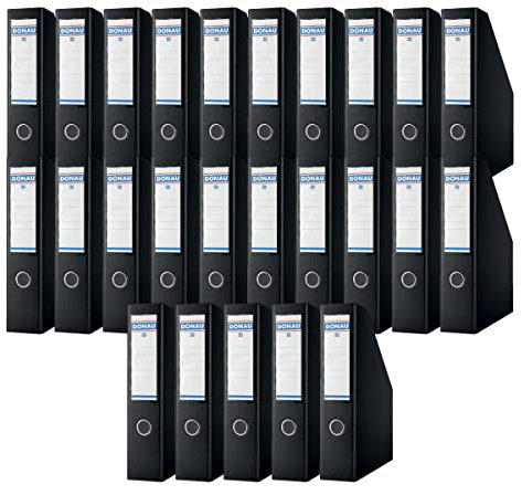 DONAU 3949001PL-01 Stehsammler Stehordner Archive Box Pappe/ 25er Pack/ 25 Stück/ Karton - Schwarz bis zu 750 Blatt Für Büro, Schule und Zuhause zur Aufbewahrung von Dokumenten im A4 Format