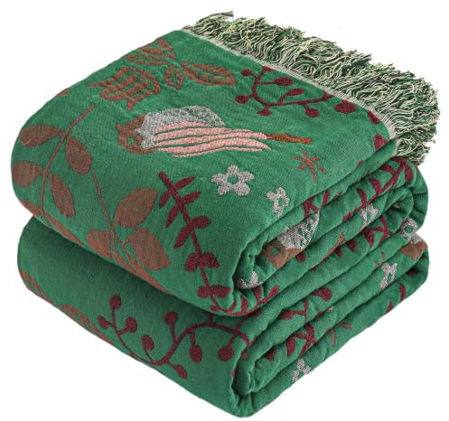 HOORDRY Boho Cotton Throw Blanket 150 X 200 CM | Soft Lightweight Cozy Sofa Bed Large Throw Blanket for 2 Seater, Blanket for Home Decor , Bedspread , Travel, Picnics, Couch