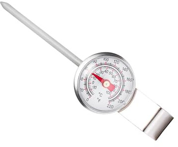 Innoteck Essentials Frothing Thermometer 15.5 cm - Stainless Steel - with Clip Attachment - Instant Read and Accurate Catering Temperature - Ideal for Coffee, Milk and Liquid Frothing
