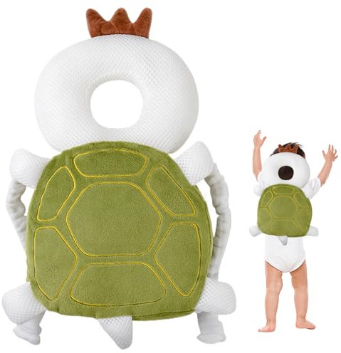 Baby Head Protector Sac à dos mignon Breatte de protection de tête en peluche Sac à dos avec sangle à poitrine Absorption de choc ajusté Protecteur de tête pour la marche pour bébé, tortue