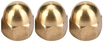 Risegun Brass Acorn Nut Brass Acorn Nut Kit Dome Cap Hex Nuts Set for Vehicle Fasteners, M6, 20pcs