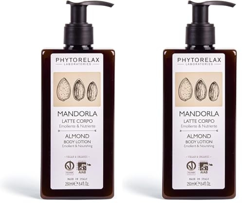 PhytorelaxLaboratories Mandorla Vegan & Organic - Latte Corpo - Emolliente & Nutriente - 250 g (Confezione da 2)