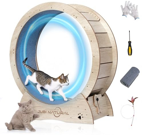 JubiNatural Cat Exercise Wheel, 35.9 Cat Running Wheel for Indoor Cats with Quiet Carpeted Runway, Cats Treadmill Wheels with Locking Mechanism, Cat's Weight Loss and Health