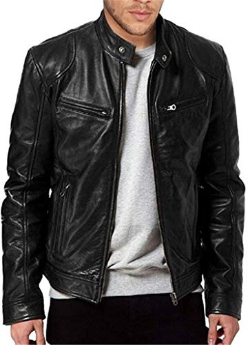 Vestes D'Été Légère en Cuir Synthétique Homme Veste de Motàrd Rétro en Cuir Synthétique Veste de Moto D'Été Imperméàble Mànteàu en Cuir Gràndes Tàilles Blouson demi-Sàison àvec