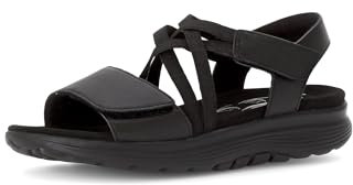 Gabor Damen Sandaletten, Damenschuhe, Frauen Sandalen, Strandschuhe, Sommersandalen, bequem, flach, Sommerschuhe, Freizeitschuhe, schwarz (schw/MICR), 38.5 EU / 5.5 UK