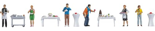 NOCH H0 Figurtemavärld Buffé, handfärgad, 1:87 (H0) för modelltillverkning, perfekt för scener med gäster och servitörer