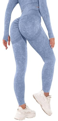 Zhiaek Mallas Deporte Mujer Push Up Cintura Alta Leggins Deportivos Mujer Elástico Sin Costuras Leggings Anticeluliticos Pantalones Deportivos Opaco Scrunch Butt para Yoga Running Fitness