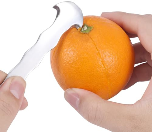 BOXOB 2 Peladores de Naranjas Acero Inoxidable con Orificio para Colgar, Herramienta Multifunción para pelar Naranjas Mandarinas Limones y Pomelos Práctico Utensilio de Cocina