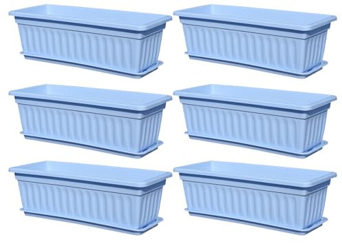 Hogvinnatil Fönsterlådor planteringskärl, fönsterlåda plantering | utomhusfönsterlådor | 6 x inbyggda dräneringshål väderbeständiga tillbehör för trädgårdsgrönsaker balkong bakgård