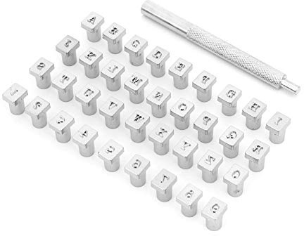 ZJchao Kit de Estampado de Metal, Sellos de Letras Acero de Aleación con Sellos de Cuero de 36 Piezas para Dy Leather Craft (3.5 mm)