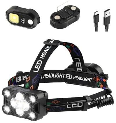 Victoper Lampada Frontale LED 11 Luci Super Luminosa, Torcia Frontale Ricaricabile con 8 Modalità e Sensore di Movimento, IPX4 Impermeabile per Corsa, Campeggio, Pesca ed Escursionismo