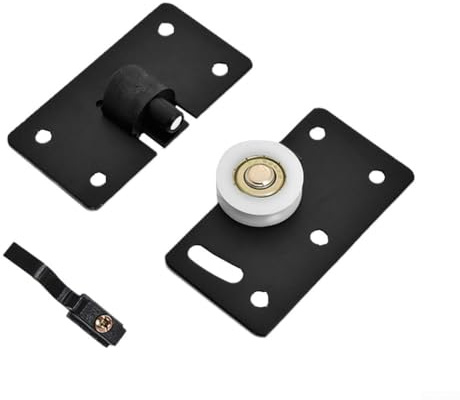 Set di rulli per porta scorrevole con ruote in nylon per riduzione del rumore e binario in lega per un funzionamento stabile e regolare delle porte scorrevoli interne (nero)