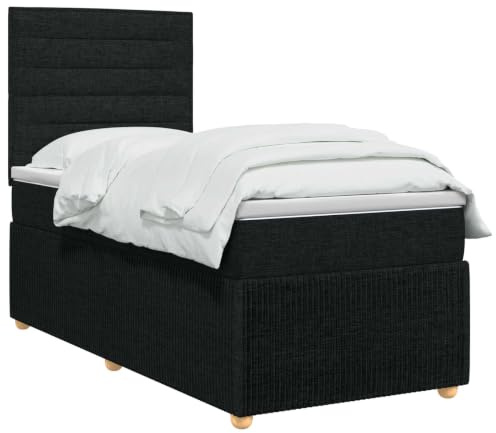 vidaXL Lit boxspring avec Matelas Noir 90 x 200 cm Tissu