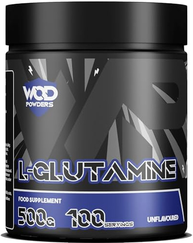 Glutamine Powder - 500g | Amino Acid, Improve Recovery, Boosts Immune System | Unflavoured 100% Micronized Glutamine Powder | 100 Servings in Tub with Scoop by WOD Powders