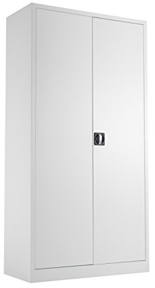 Office Hippo Steel Storage Cabinet, Lockable, Double Door, 4 Height Adjustable Shelves, 50kg Load Capacity, White, 92 cm x 179 cm