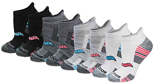 Saucony Women's RunDry Performance 8, 16 Pairs Heel Tab Athletic Socks, S-L, Grey Fashion (8 Pairs), Medium