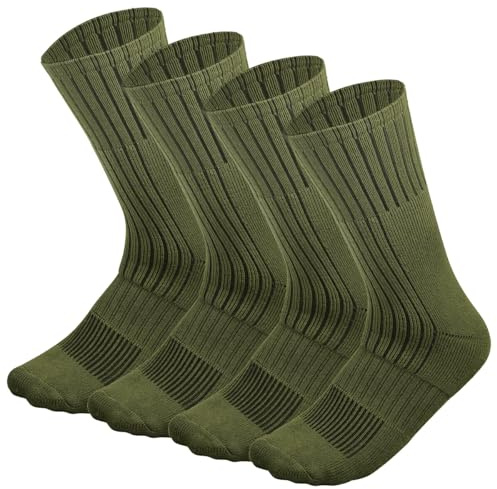 Falari 4 Pairs US Army Military Boot Socks Combat Trekking Hiking Policemen Firefighter Security Guard Out Door Activities Socks (4-pack Green, 10-13)
