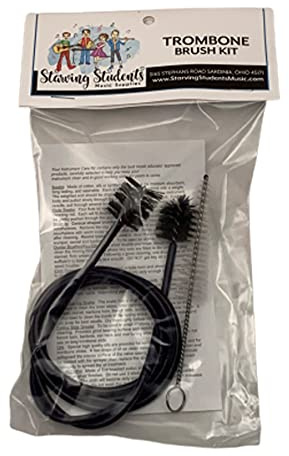 Starving Students Music Supplies - Kit de brosse pour trombone | 106,7 cm flexible en vinyle serpent et embout buccal en laiton | Nettoie en toute sécurité la saleté intérieure | Produit fabriqué par