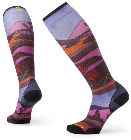 Smartwool Women's Ski Zero Cushion Floral Field Print Over The Calf Socks Picante S