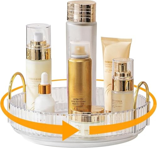 CESTATIVO Make Up Organizer, 360° Drehbar Kosmetik Organizer, Beauty Organizer, Hautpflege Organizer für Badezimmer (1 Schicht, Klar)
