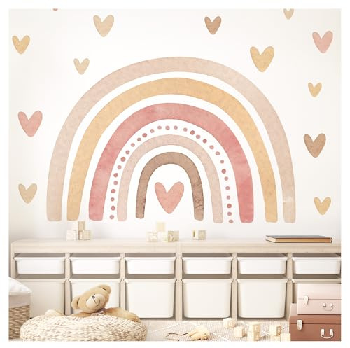 Little Deco Boho regnbåge väggklistermärken barnrum akvarell väggtatuering hjärtan babyrum väggklistermärken sovrum stor väggdekoration DL5008-02