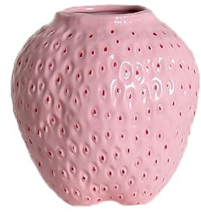 BURLOE Erdbeer Dekorative Keramik Vase, Modern Strawberry Vasen Für Blumen Vintage Erdbeervase Wohnzimmer Küche Garten Büro Vase Deko Rot Decor,Rosa,S