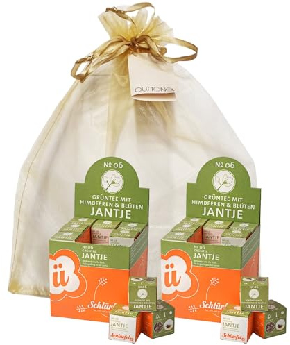 GUSTONE. Tee-Geschenkset Schlürf Bio Grüntee „Jantje“ 2 x 27 Pyramiden-Teebeutel