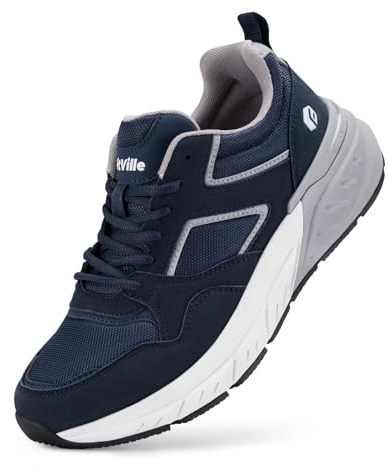 FitVille Extra Large Scarpe Uomo Sneakers Running Piedi Larghi Scarpe da Ginnastica Traspiranti Sportive Jogging Camminare Blu Navy 49 EU Larga