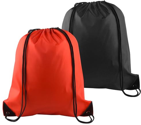 PLULON 2 Stück Kordelzugbeutel, Großpackung Kordelzug-Rucksack, Rot/Schwarz, Kordelzug-Rucksack, Sport-Gymnastik-Rucksack, Taschen für Yoga, Reisen, Outdoor-Sport