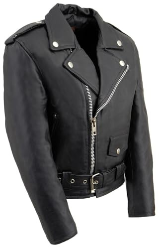 Milwaukee Leather Kids Uni-Sex Classic Leather Jacket - Biker Style - MD