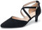 Women's Court Shoes Low Kitten Heel Dress Sandals Elegant Bridal Shoes Closed Toe Ankle Strap Pumps Office Work Shoes Black 5.5