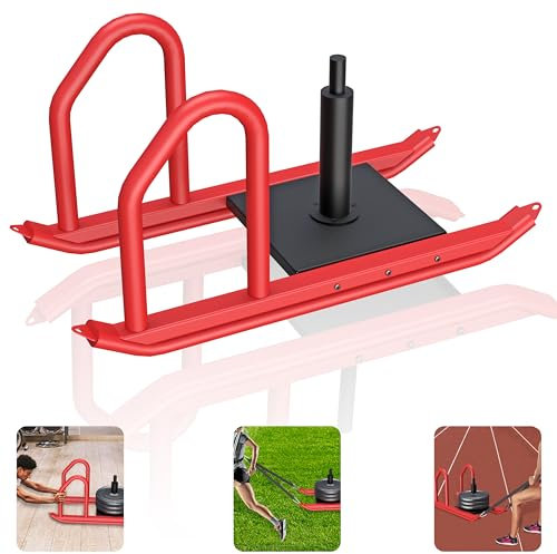 2025 Upgrade Heavy-Duty Weight Sled for Strength Training – Adjustable 500LB Capacity Fitness Sled for Outdoor, Gym, Football & Crossfit – Durable Steel Frame with Adjustable Reflective Stripe Vest