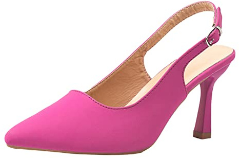 Zapatos de tacón para mujer, de encaje, elegantes y cerrados, sandalias de tacón alto, zapatos de verano, perfectos para bodas y fiestas, Rosa intenso., 38 EU