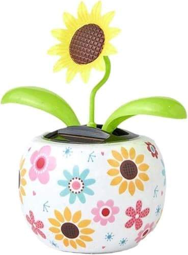 Girasole solare danzante insetto per decorazione auto – carino flip flap altalena ecologico Bobblehead fiori in vasi colorati, oscillante energia solare flip flap fiore decorazione regalo, decorazione