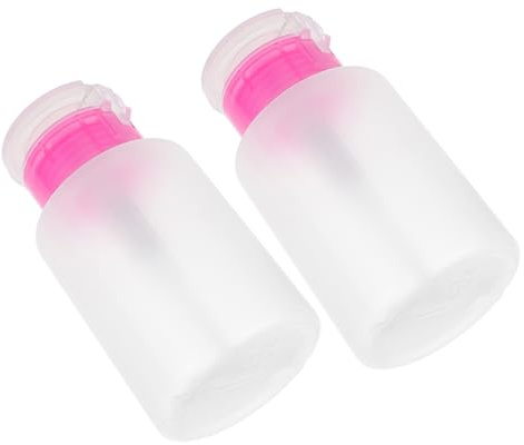 FRCOLOR 2pcs Refillable Press down Pump Bottles Nail Polish Remover Dispensers Multi-function Liquid Storage for Travel