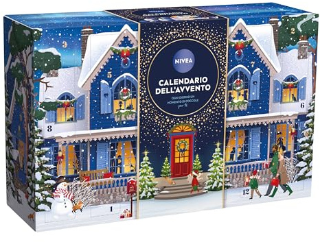 NIVEA Calendario dell'Avvento 2025 per 24 momenti di coccole, Calendario Avvento donna e ragazza festivo ed elegante, Calendario Avvento beauty con prodotti e accessori selezionati NIVEA e Labello