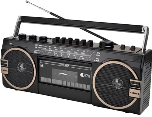 Classic 80s Retro Boombox， Portable Bluetooth Cassette Recorder, CD Player Boombox With AM/FM Radio,Bluetooth, Volume Adjustment Knobs, For Family Gatherings & Travel