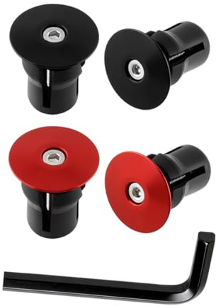 FUHAMJ 4 Pièces Embout De Guidon Vélo, Bouchon Guidon Vtt, Bicycle Handlebar Ends, Embouts De Guidon Pour Vélo De Route Et Vtt (Noir Et Rouge)