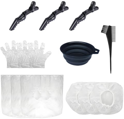ZENQARI 1 Kit Completo de Brocha Tinte Pelo, Herramientas Profesionales para Mechas y Coloración, Incluye Cepillo, Tazón y Pinzas, Ideal para Uso en Casa y Salón de Belleza, Negro