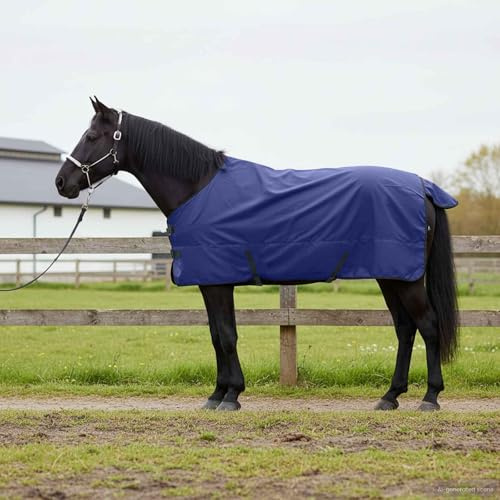Mokuyary Coperta equina verde scuro e nero 105 cm poliestere coperta per cavalli, cavallo, esterno e stalla -A