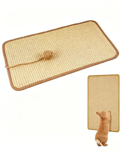 HAPZUR Alfombrilla Rascadora de Sisal, 1 Pieza 20x40 cm para Conejos y Roedores – Juguete Masticable Natural para Dientes y Garras, Ideal como Lecho para Jaula.
