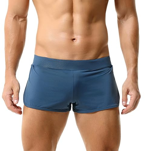 Boxershorts för män, nät, herr boxer shorts, joggare, smal passform, sportunderkläder, låg midja, kalsonger, hudvänliga, trosor, andas, underbyxor, snabbtorkande underkläder, blå, M
