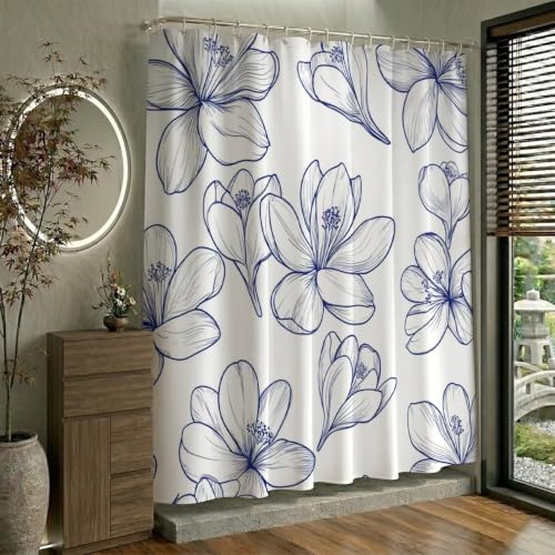 Duschdraperi 150 x 200 cm enkel, duschdraperier tvättbar textil polyestertyg med 12 öljetter och duschdraperiringar för badkar gardin, vattentätt duschdraperi med vikt nedtill (enfärgad) W-P430
