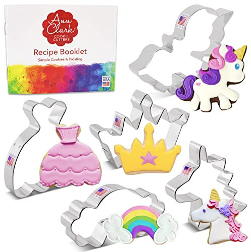 Ensemble d’emporte-pièces conte licorne/princesse avec livret de recettes 5 pièces - Ann Clark - Acier de fabrication américaine